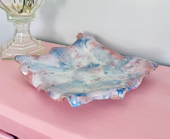 Pink & Blue Ceramic Flutter Platter